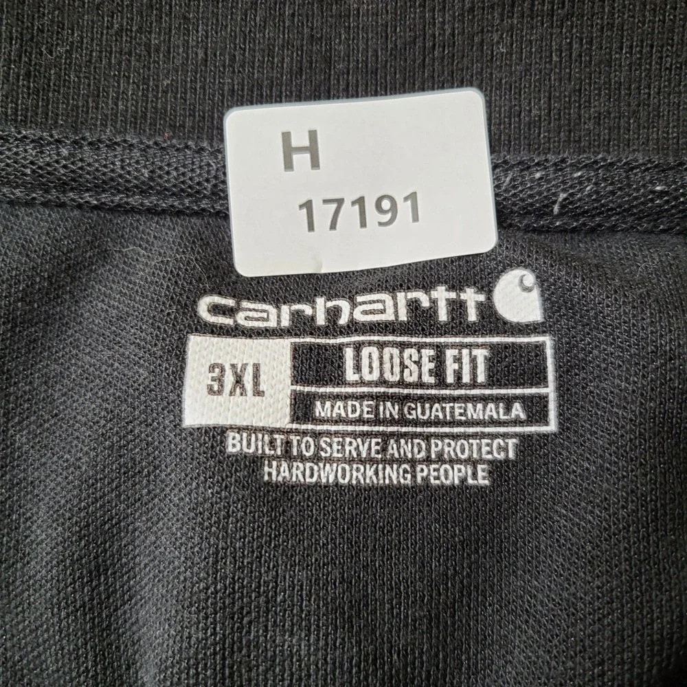 Carhartt‎ Men Polo 3XL Black K570 Logo Button Short Sleeve Loose